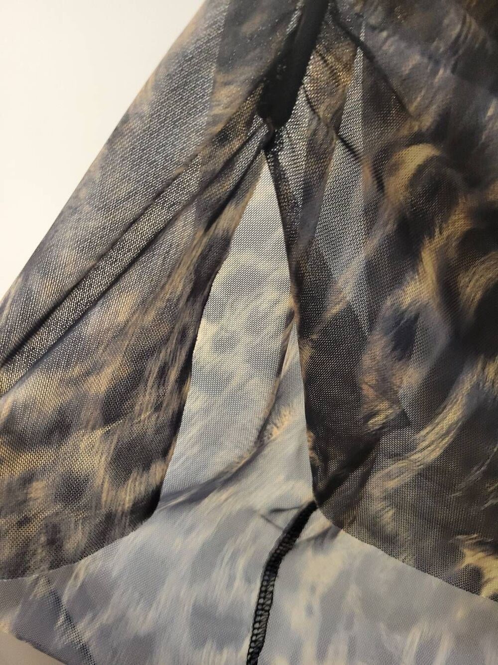 All Saints Nora Leopard Print Mesh Ruched Midi Skirt Sheer Overlay Size 10 - Picture 8 of 14